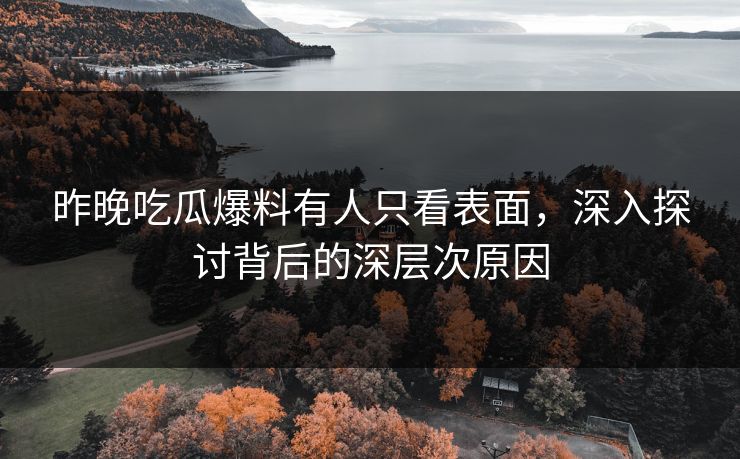 昨晚吃瓜爆料有人只看表面，深入探讨背后的深层次原因