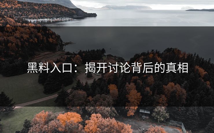 黑料入口：揭开讨论背后的真相